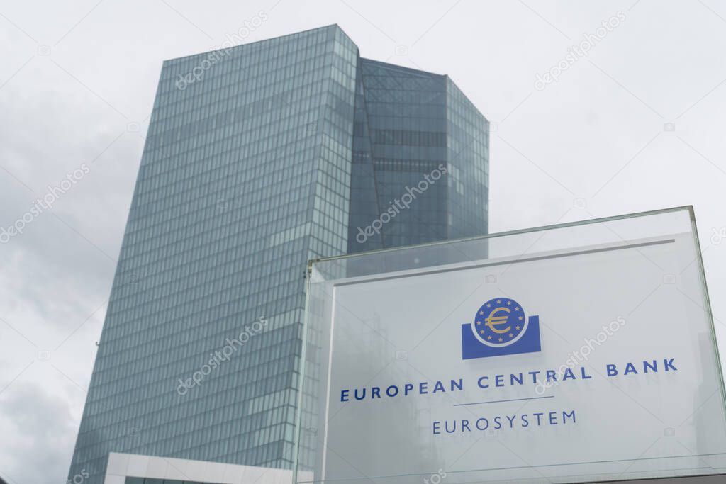 Frankfurt am Main, Germany - June 28, 2020: Seat of the European Central Bank ECB located in Ostend, Frankfurt