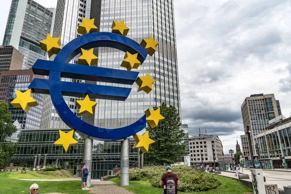 Frankfurt Main Németország 2020 Június Európai Központi Bank Előtt Felállított — Stock Fotó