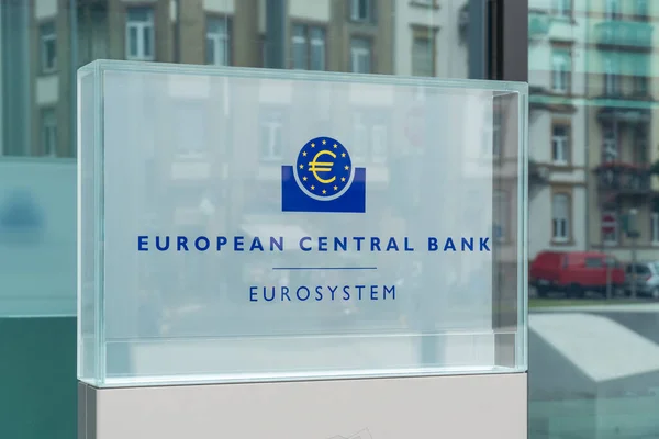 Francfort Sur Main Allemagne Juin 2020 Bannière Banque Centrale Européenne Images De Stock Libres De Droits
