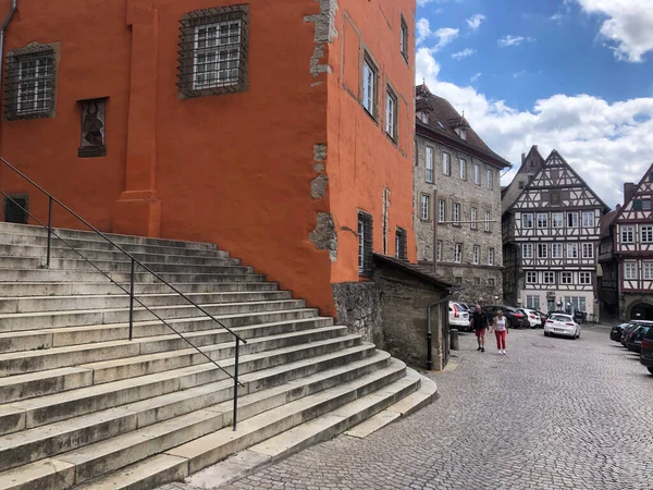 Schwbisch Hall Germany July 2020 Staircase Altstadt Schwaebisch Hall Baden — 스톡 사진