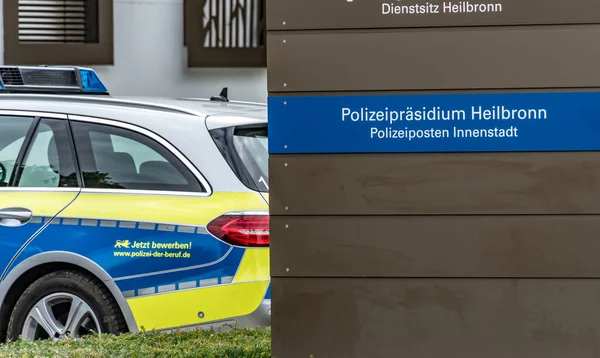 德国海尔布朗 2020年7月10日 德国警察总部横幅 市中心警察局 — 图库照片