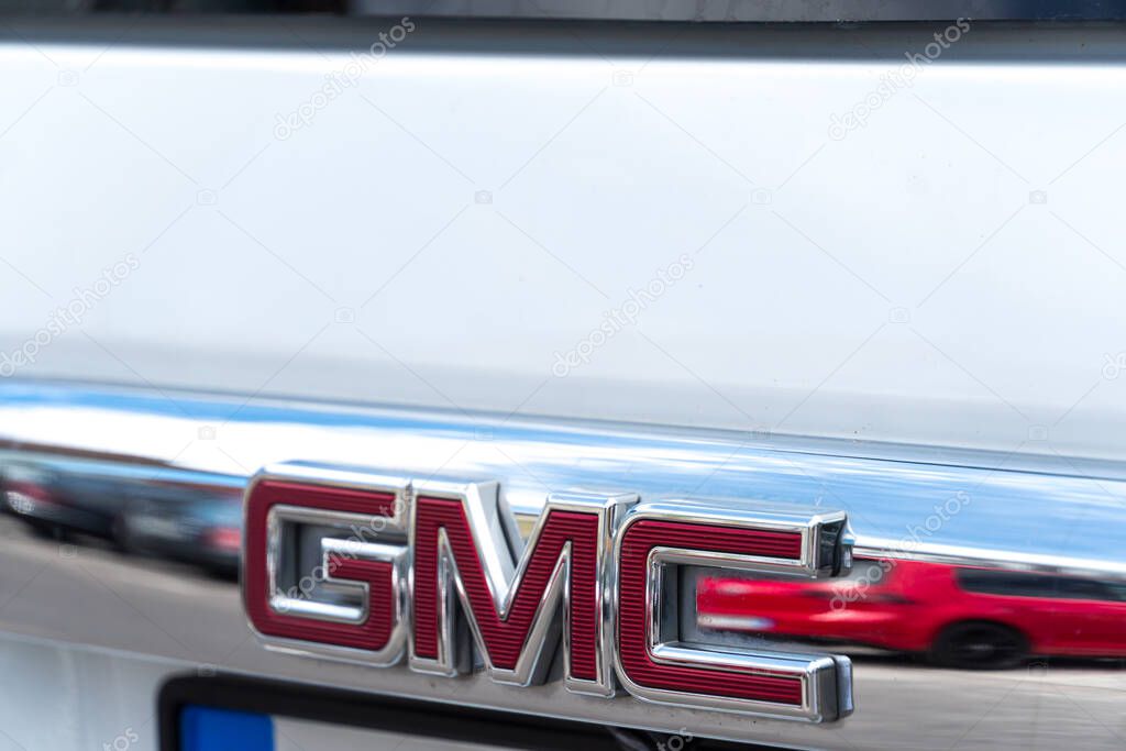 Heilbronn, Germany - July 10, 2020: GMC car. The GMC Division of General Motors is a division of the American automobile manufacturer General Motors primarily focusing on trucks and utility vehicles