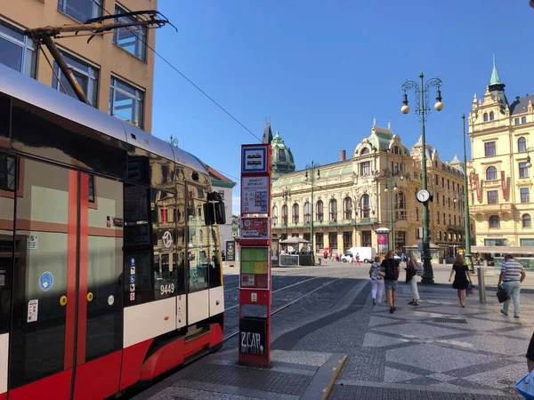 Praga Czechy Lipca 2020 Rynek Republiki Leżący Granicy Starego Miasta — Zdjęcie stockowe