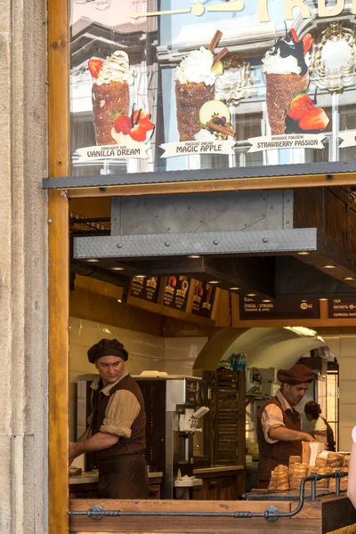 Praga Repubblica Ceca Luglio 2020 Trdelnik Bakery Store Trdelnk Una — Foto Stock