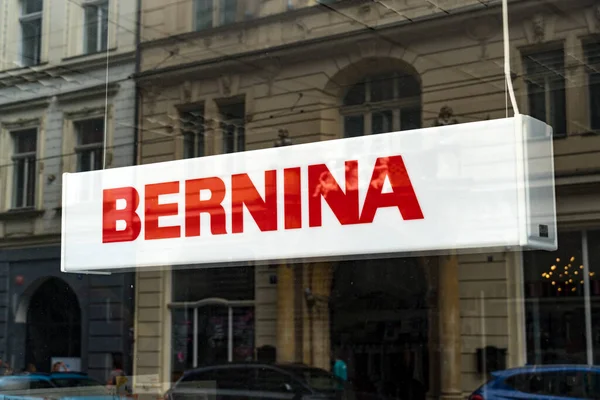 Praga República Checa Julio 2020 Señalización Empresa Costura Bernina Bernina — Foto de Stock