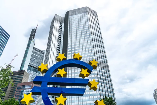 Frankfurt Main Németország 2020 Június Európai Központi Bank Előtt Felállított — Stock Fotó