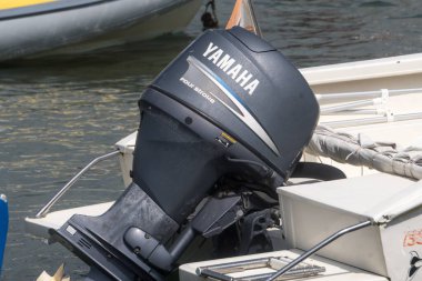 Fregene, Italy - August 30, 2020: Yamaha outboard engine clipart