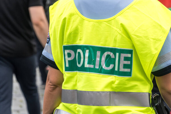 Prague, Czech Republic - July 24, 2020: Czech police officers