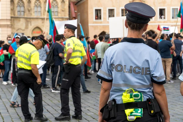Praga República Checa Julio 2020 Oficiales Policía Checos Durante Protesta — Foto de Stock