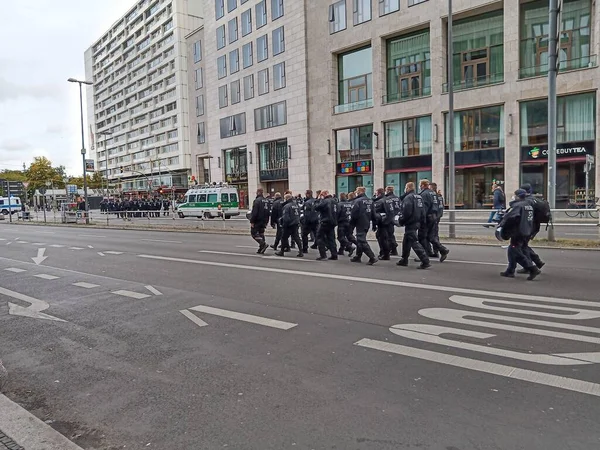 Берлин Германия Октября 2020 Года Полиция Работает Время Молчаливого Марша — стоковое фото