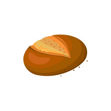 Çavdar karanlık ekmek simgesi, yuvarlak vektör illüstrasyon izole beyaz bir arka plan üzerinde.