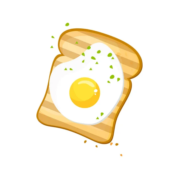 Hvitt brød, Egg toast. Ferskt ristet brød med speilegg. Nydelig eggesandwich. Vektorillustrasjon isolert på hvit bakgrunn . – stockvektor