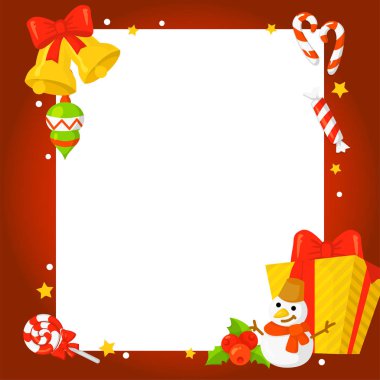 Noel çerçeve Holly dekorasyonu ile. Vektör çizim. Tatil. kart poster afiş. Renkli