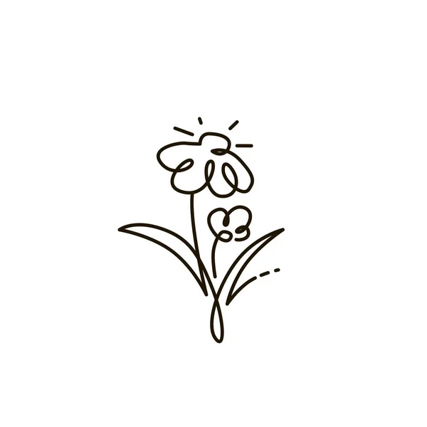 Icono de línea vectorial. Dos flores. Jardinería. Un dibujo de línea. Aislado sobre fondo blanco — Vector de stock