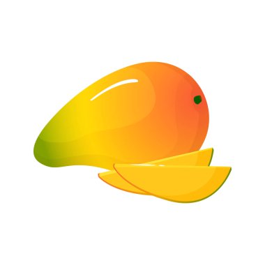 Beyaz arka plan üzerinde izole karikatür taze mango