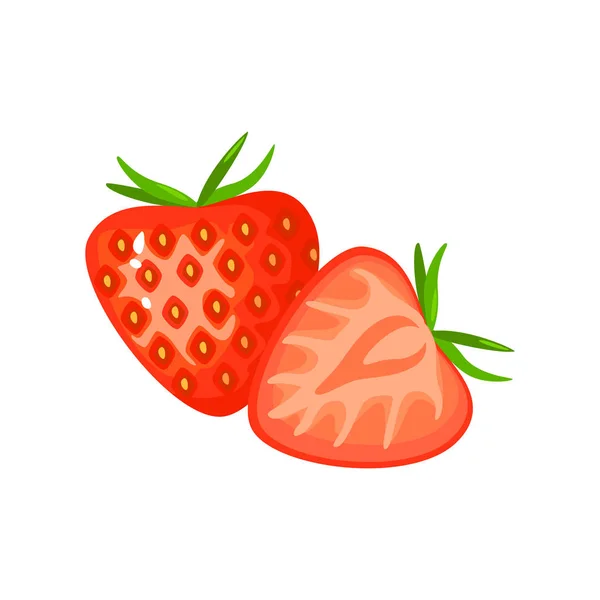 Karikatur Erdbeere isoliert auf weißem Hintergrund — Stockvektor