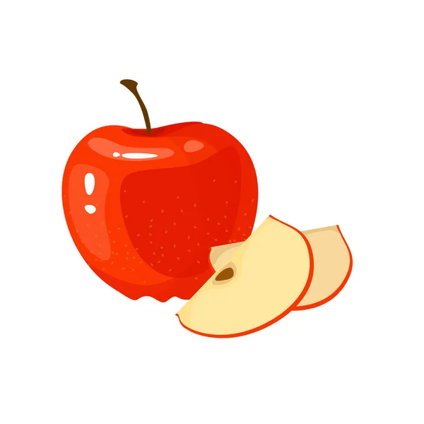 Dessin animé pomme fraîche isolé sur fond blanc — Image vectorielle