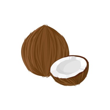 Beyaz arka plan üzerinde izole karikatür taze Hindistan cevizi