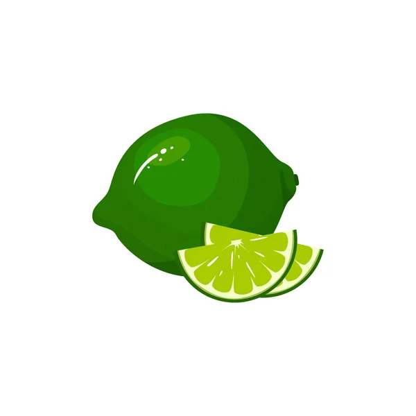 Dessin animé citron vert frais isolé sur fond blanc — Image vectorielle