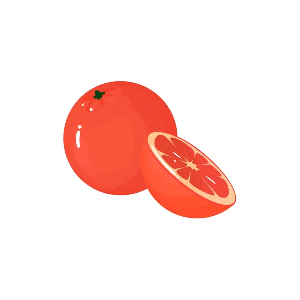 Icono aislado de toronja fresca de dibujos animados en blanco — Vector de stock