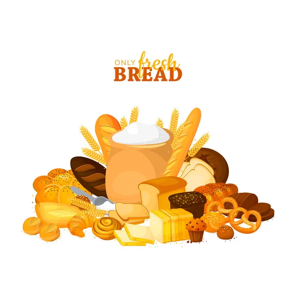 パン、菓子のショップ テンプレートのパン バナー — ストックベクタ