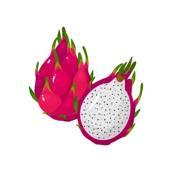 Desenhos animados fresco Vermelho dragão fruta isolada no branco Gráficos Vetores
