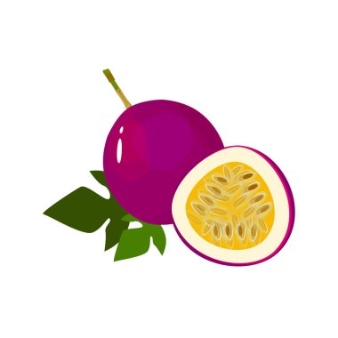 Beyaz izole karikatür taze passionfruit meyve