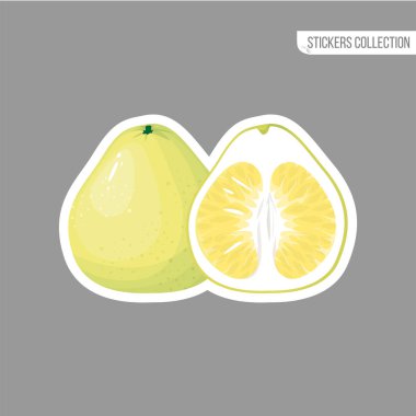 Çizgi film taze pomelo izole etiket