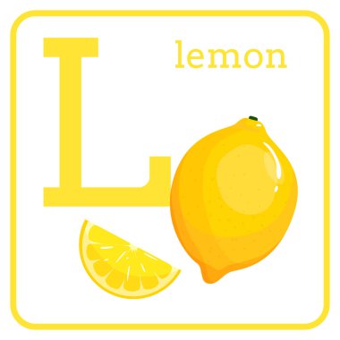 Bir alfabe L harfi limon tatlı meyve ile