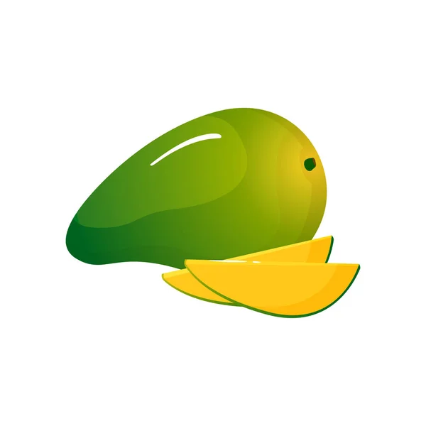 Cartoon verse groene mango vrucht geïsoleerd op wit — Stockvector