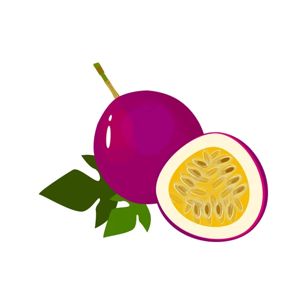 Dibujos animados fruta fresca de la pasión aislado en blanco — Vector de stock