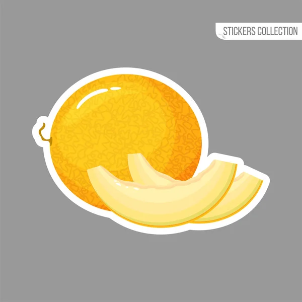 Pegatina de melón fresco de dibujos animados aislados — Vector de stock