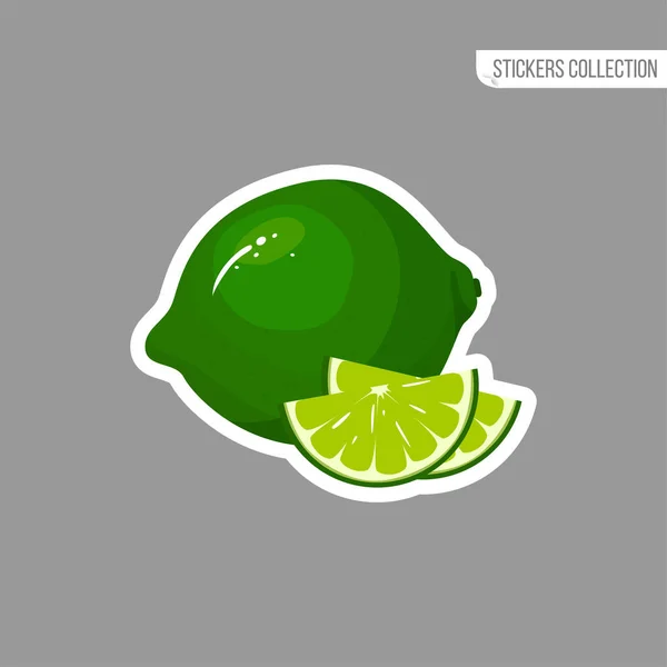 Autocollant isolé de citron vert Cartoon frais — Image vectorielle