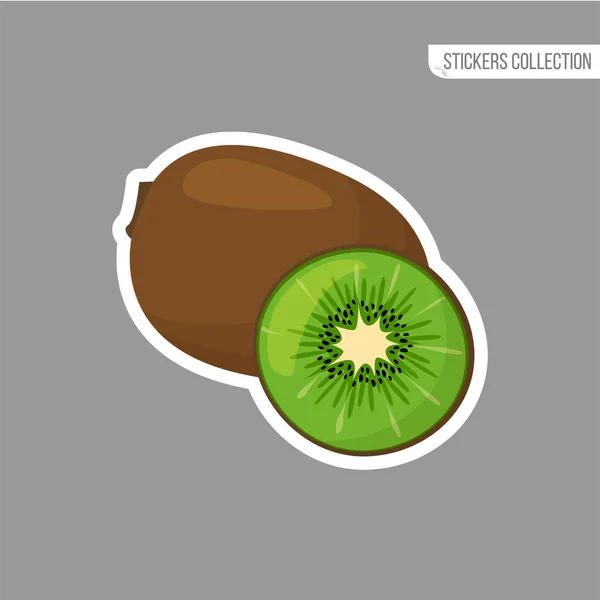 Etiqueta engomada de dibujos animados kiwi fresco aislado — Vector de stock