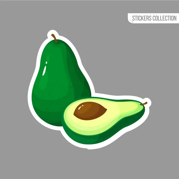 Sticker vert avocat frais isolé — Image vectorielle