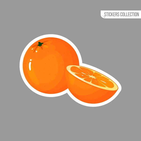 Cartone animato fresco arancione isolato adesivo — Vettoriale Stock