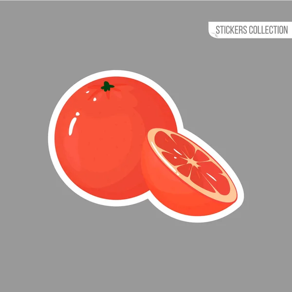 Cartoon frische Grapefruit isolierte Aufkleber — Stockvektor