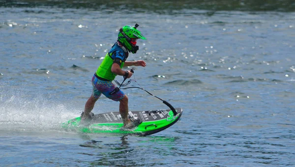 Wyboston Bedfordshire England July 2017 Male Motosurf Competitor Taking Corner — Stock Photo, Image