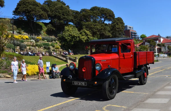 Felixstowe Suffolk England Maj 2018 Vintage Röd Dodge Lastbil Som — Stockfoto