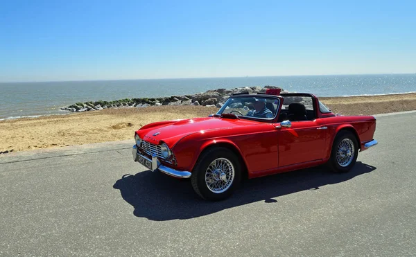 Felixstowe Sufolk Inglândia Maio 2018 Classic Red Triumph Tr4 Conversível — Fotografia de Stock