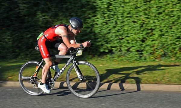 Neots Cambridgeshire England September 2019 Male Triathlon Competitor Cycling Stage — Stock Photo, Image