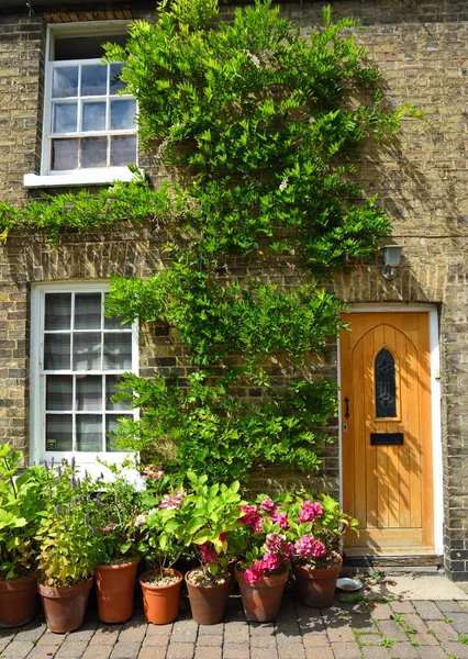 Neots Cambridgeshire England Agosto 2020 Pretty Cottage Com Plantas Vasos — Fotografia de Stock