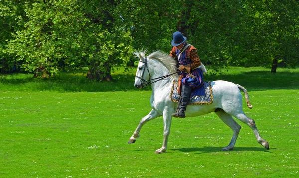 Safron Walden Essex England Června 2016 Muž Alžbětinském Převleku Bílém — Stock fotografie