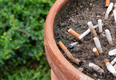 sigara izmaritleri kül tablasında.