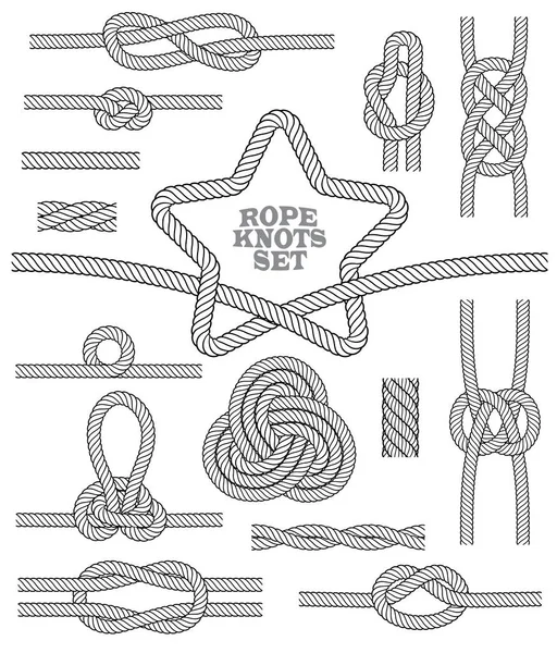 Набір Мотузкових Вузлів Килимків Безшовні Декоративні Елементи Векторні Ілюстрації — стоковий вектор