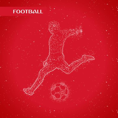 Futbol renkli logo tasarımı kırmızı zemin üzerine