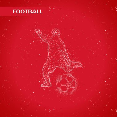 Futbol renkli logo tasarımı kırmızı zemin üzerine