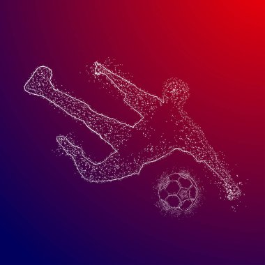 Futbol renkli logo tasarımı kırmızı ve mavi arka plan üzerinde