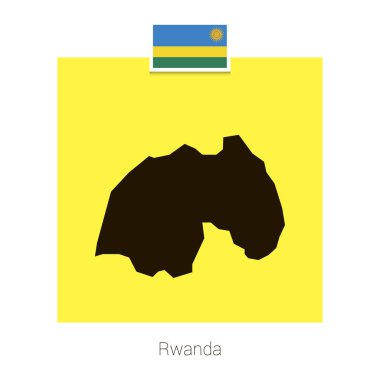 Ruanda haritası çizmek ile bayrak ve sarı arka plan vektör