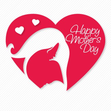 Mutlu anneler günü kartı tipografi ve kırmızı arka plan ile